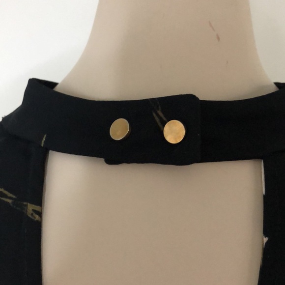 Dynamite Black Blouse Floral Design & Choker Neck - Picture 5 of 6